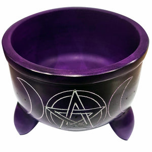 CHARCOAL INCENSE BURNER – Purple Soapstone Triple Moon