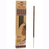 Incense stick with packaging featuring a woman's face and 'Sacred Elements' branding.