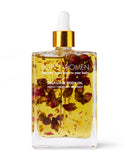 Bottle of BOPO Women self-love body oil with visible ingredients on a white background