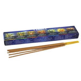 Incense sticks with their packaging on a white background