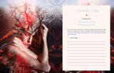 Artistic depiction of a person with a tree and abstract elements, alongside a worksheet titled 'Growth/Pain'.