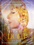 Book cover of 'Shadow and Light Journal' with a woman's face and ethereal design.