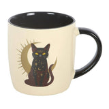 Mug with a black cat design on a beige background