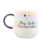 Mug with 'Stay Wild Moonchild' text on a white background