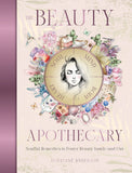 Book cover of 'The Beauty Apothecary' with decorative elements and a face illustration.
