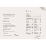 Table of contents page with text and minimal design elements on a light background