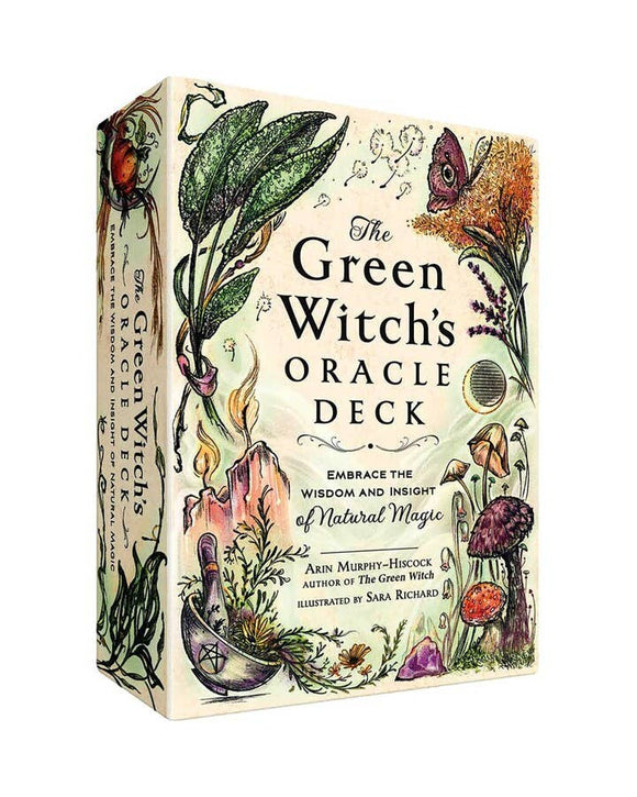 Box for 'The Green Witch's Oracle Deck' with nature-themed illustrations on a white background