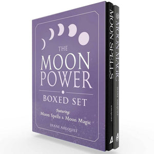 Purple book titled 'The Moon Power Boxed Set' with white text on a white background