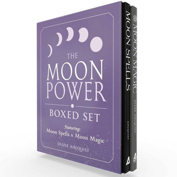 Purple book titled 'The Moon Power Boxed Set' with white text on a white background