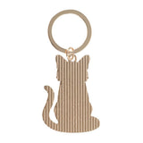 Gold cat-shaped keychain on a white background