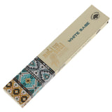 Box of White Sage incense sticks with a patterned design on a white background