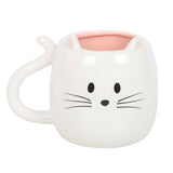 Cat-shaped mug with a pink interior on a white background