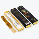 Incense sticks with their packaging on a white background