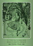Illustration of a dancer in a forest with text 'The Nutcracker and Clara's Dance' on a green background