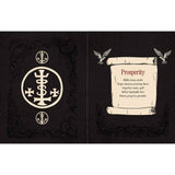Black book with white symbols and text on a white background