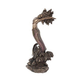 Bronze statue of a mermaid with a shell on a white background