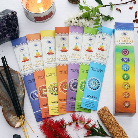 Seven Chakras Incense 35 Sticks Gift Pack - Green Tree