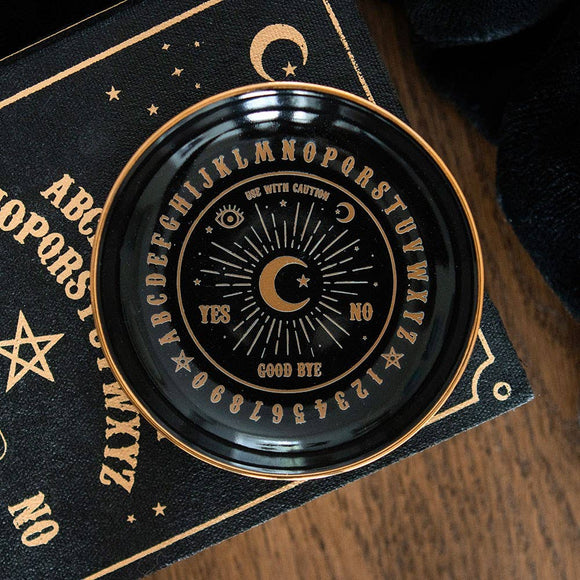 Black And Gold Talking Board Ceramic Trinket Dish