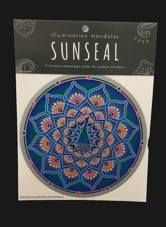 Peacock Kaleidoscope Mandala Window Sticker