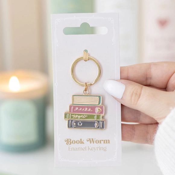 ‘Book Worm’ Enamel Keyring