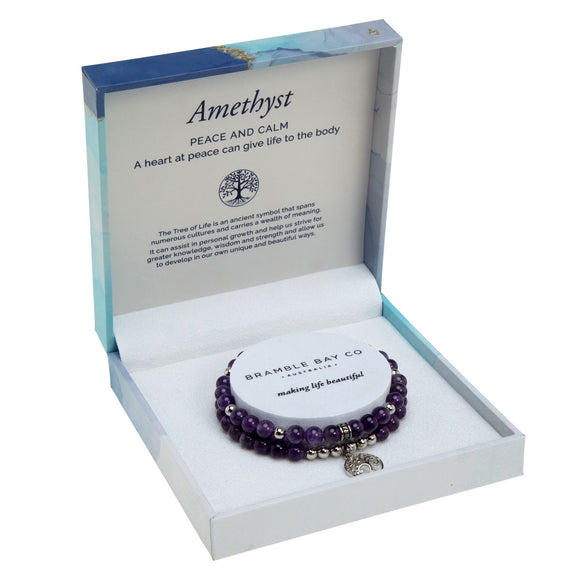 Duo Bracelet Set – Amethyst Rhodium