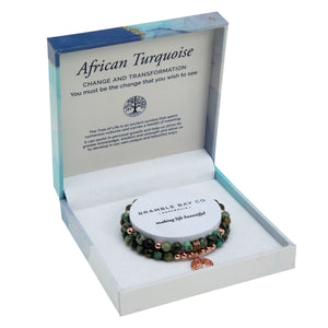 Duo Bracelet Set – African Turquoise Rose Gold