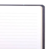 Notebook with lined pages and a black frame on a white background