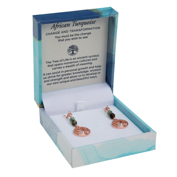 Duo Earrings- African Turquoise Rose Gold