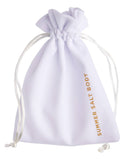 White drawstring bag with 'Summer Salt Body' text on a white background
