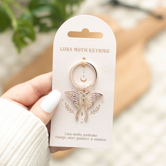Luna Moth Metal Keyring