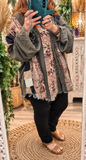 Bohemian Patchwork Relaxed Fit Shirt – Charcoal