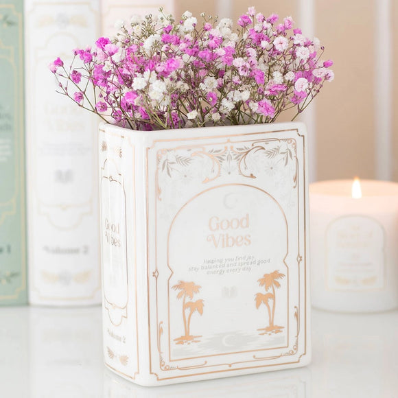 White Book Shaped Flower Vase – Good Vibes
