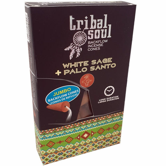 TRIBAL SOUL BACKFLOW - White Sage & Palo Santo Jumbo Incense Cones